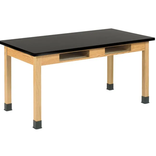 Diversified Spaces Solid Epoxy Resin Top Hardwood Science Lab Table with Compartments (24'' D X 60'' W)^ Science|Science Tables