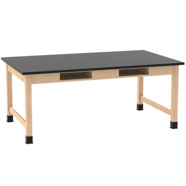 Diversified Spaces Solid Epoxy Resin Top Hardwood Science Lab Table with Compartments (36'' D X 48'' W)^ Science|Science Tables