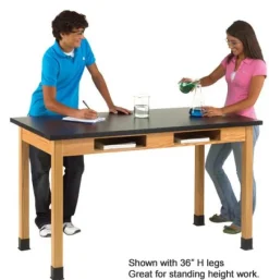 Diversified Spaces Solid Epoxy Resin Top Hardwood Science Lab Table with Compartments (30'' D X 60'' W)^ Science|Science Tables