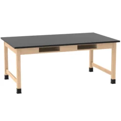 Diversified Spaces Solid Epoxy Resin Top Hardwood Science Lab Table with Compartments (42'' D X 48'' W)^ Science|Science Tables