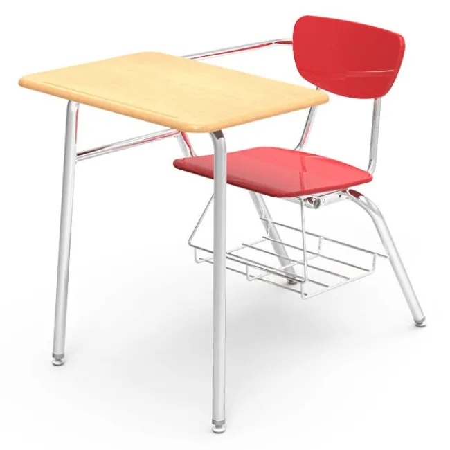 Virco Solid Plastic Top Chair Desk with Bookrack^ Combo Chair Desks