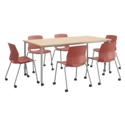 KFI Seating Spright Rectangular Table w/ Lola Stack Chairs^ Cafe Table & Chair Sets|Conference Table & Chair Packages