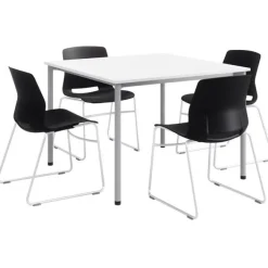 KFI Seating Spright Table & Lola Chair Set w/ Sled Base^ Cafe Table & Chair Sets|Cafe Tables