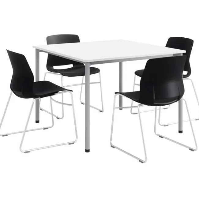 KFI Seating Spright Table & Lola Chair Set w/ Sled Base^ Cafe Table & Chair Sets|Cafe Tables