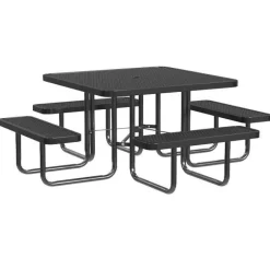 Leisure Craft Square Outdoor Picnic Tables with Expanded Metal Frame^ Picnic Tables|Outdoor Picnic