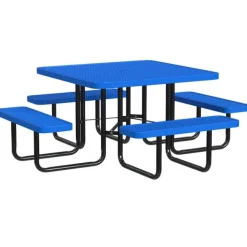 Leisure Craft Square Outdoor Picnic Tables with Expanded Metal Frame^ Picnic Tables|Outdoor Picnic