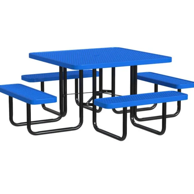 Leisure Craft Square Outdoor Picnic Tables with Expanded Metal Frame^ Picnic Tables|Outdoor Picnic