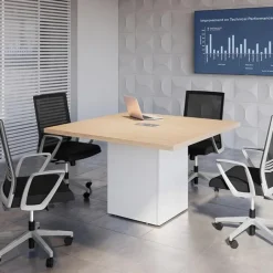 OfficeSource Square Shaped Conference Table w/ Cube Base & Access Door (47
