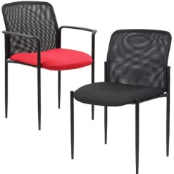 Boss Stackable Mesh Back Guest Chairs^ Padded Stack Chairs