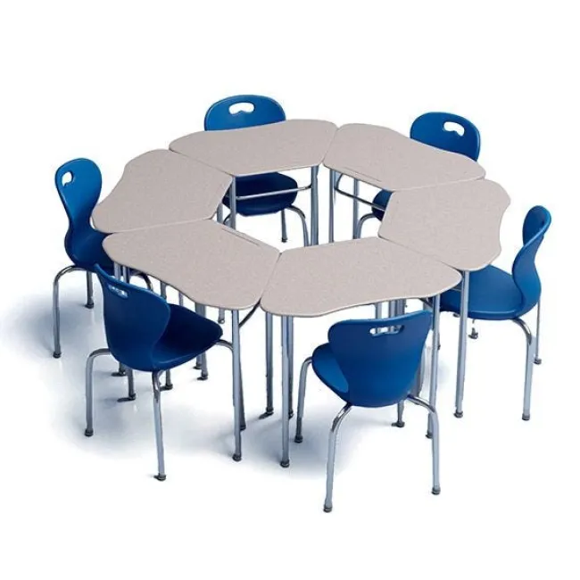 Columbia 6 Student Classroom Package w/ 18"H Omnia Chairs & Hexagon Solid Plastic Desks (5th-Adult)^ Desk & Chair Packages|Classroom Desks & Chairs