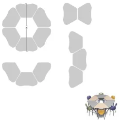 Columbia 12 Student Classroom Package w/ 18"H Omnia Chairs & Hexagon Solid Plastic Desks (5th-Adult)^ Desk & Chair Packages|Classroom Desks & Chairs