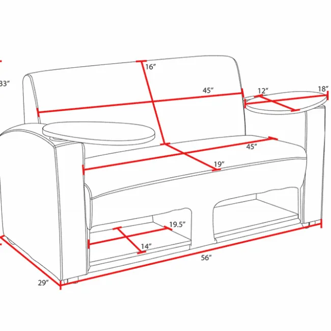 Regency Office Products Supernova Tablet Arm Loveseat^ Reception & Waiting Room|Soft Seating