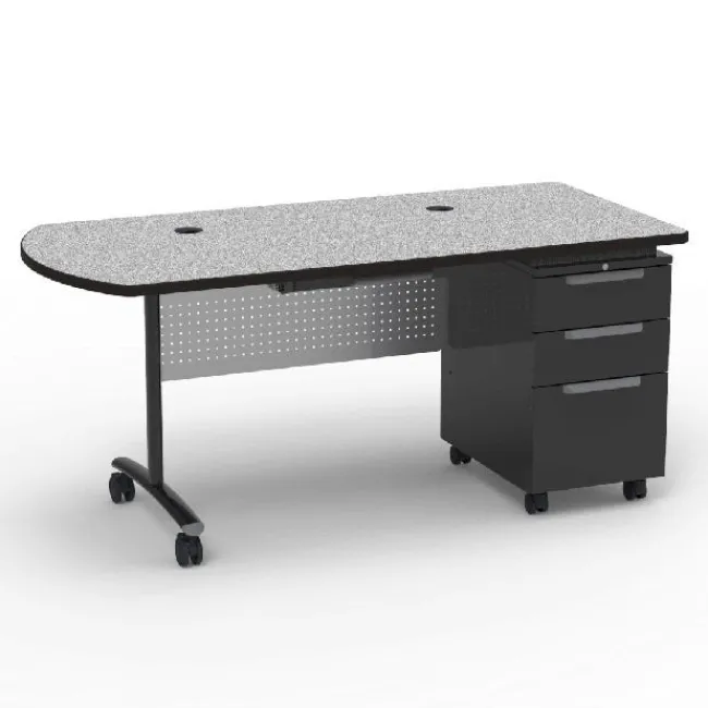 Virco Textameter Peninsula Top Mobile Teacher Desk (30'' X 66'')^ Teacher Desks|Instructor Desks