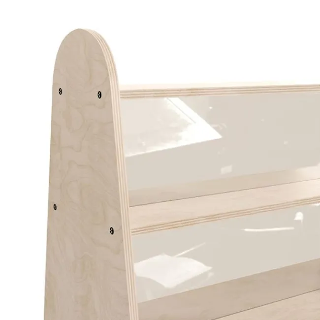 Bright Beginnings Three Shelf, Double Sided Storage Unit w/ Clear Plastic Divider^ Bookcases