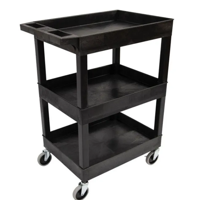 Luxor Three Shelf Tub Utility Cart with Heavy Duty Casters^ Utility Carts