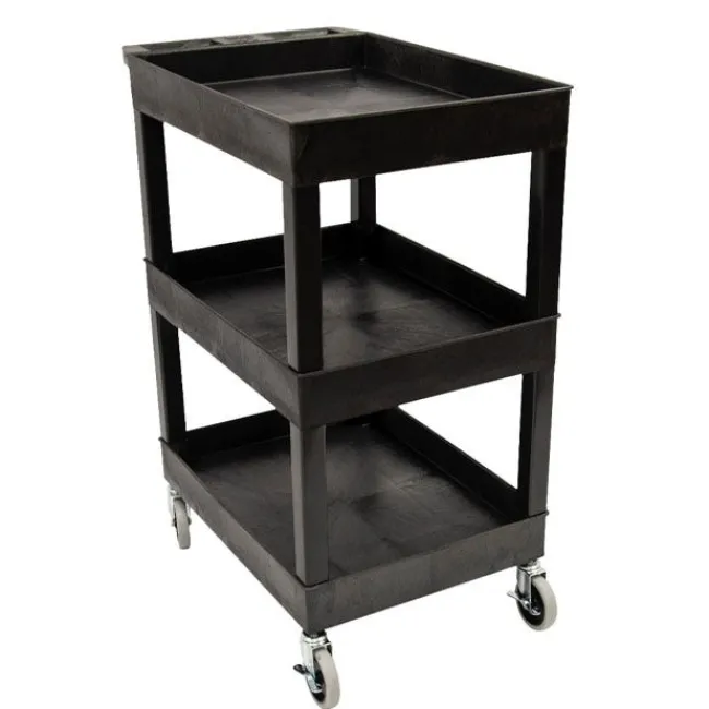 Luxor Three Shelf Tub Utility Cart with Heavy Duty Casters^ Utility Carts