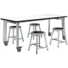 National Public Seating Titan Makerspace Whiteboard Table (30" x 72") with Four Titan Stools (18" H) Package^ Dry Erase