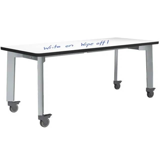 National Public Seating Titan Makerspace Whiteboard Table (30" x 72") with Four Titan Stools (18" H) Package^ Dry Erase