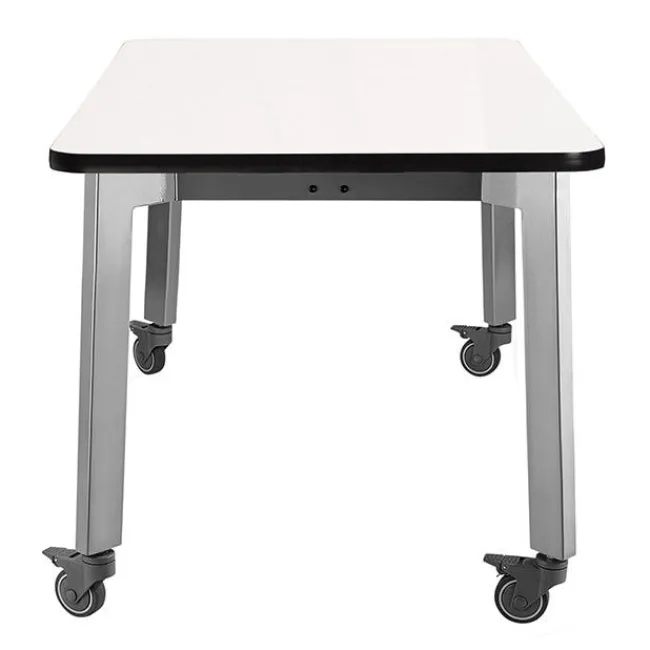 National Public Seating Titan Makerspace Whiteboard Table (30" x 72") with Four Titan Stools (18" H) Package^ Dry Erase