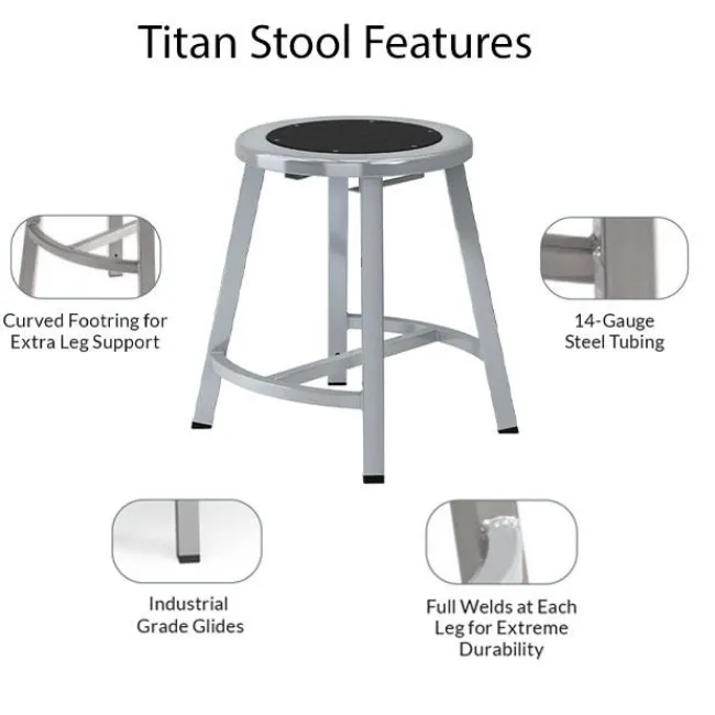 National Public Seating Titan Makerspace Whiteboard Table (30" x 72") with Four Titan Stools (18" H) Package^ Dry Erase