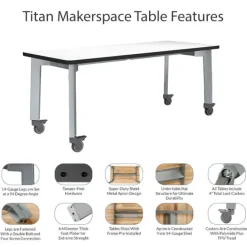 National Public Seating Titan Makerspace Whiteboard Table (30