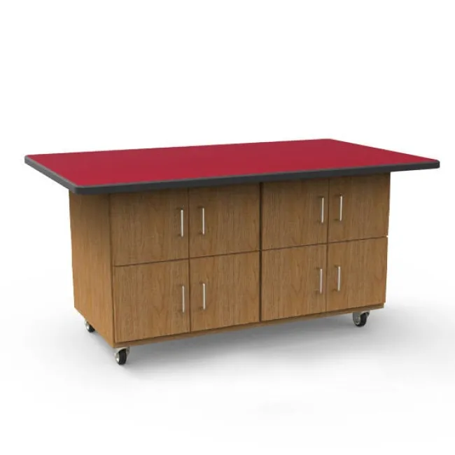 WB Mfg Tomah Fixed Shelves, 1 Divider & 4 Doors Laminate Top Workstations^ Mobile Lab Units|Makerspace & Shop