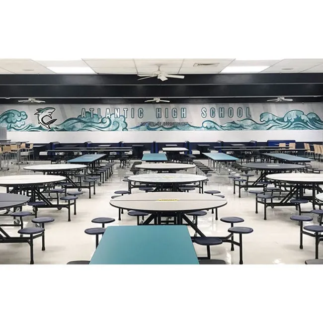 Palmer Hamilton 59T Round Mobile Stool Cafeteria Table (60" Round)^ Cafeteria|Cafeteria Tables