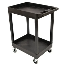 Luxor Two Shelf Tub Utility Cart with Heavy Duty Casters^ Utility Carts