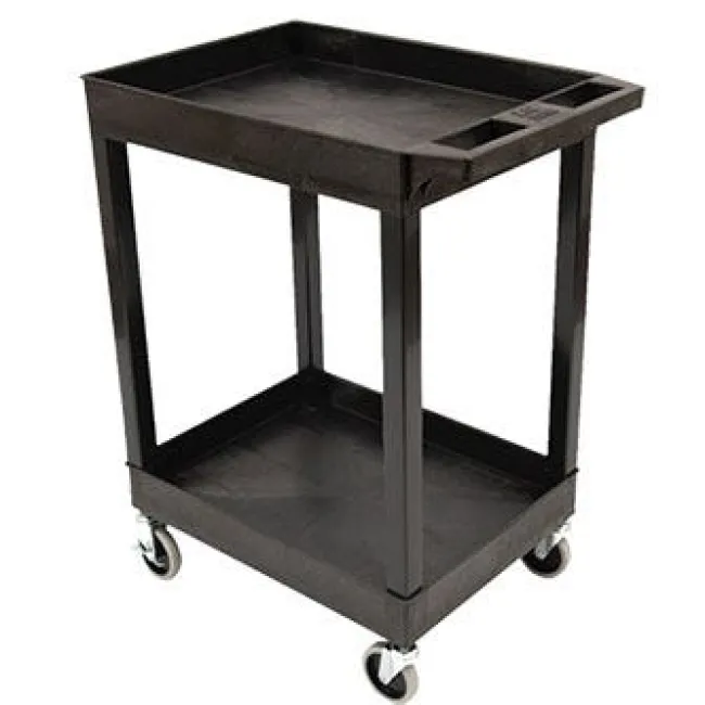 Luxor Two Shelf Tub Utility Cart with Heavy Duty Casters^ Utility Carts