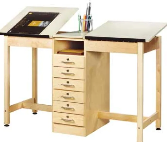 Diversified Spaces Two-Station Drafting Table w/ Drawer Base^ Drafting