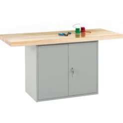 Diversified Spaces Two-Station Steel Workbench w/ Double Door Storage^ Makerspace & Shop|Art Tables
