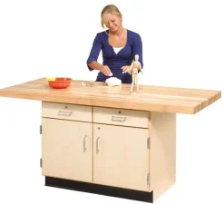 Diversified Spaces Two-Station Wood Workbench w/ Drawers^ Makerspace & Shop|Art Tables