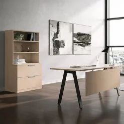OfficeSource Variant Desk w/ Modesty Panel & Hutch w/ 2 Drawer Lateral File^ Office Suites