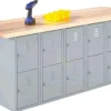 Diversified Spaces Wall Bench with Lockers^ Makerspace & Shop