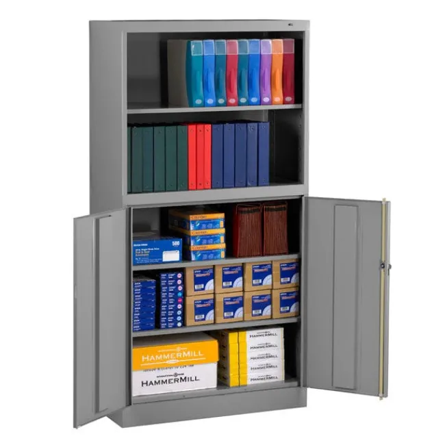 Tennsco Welded Storage & Bookcase Combination Cabinet^ Bookcases|Tall Cabinets