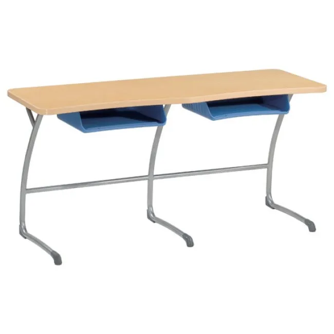 Virco Zuma Cantilever School Desk w/ Plastic Book Boxes - Two-Student^ Two Student Desks|Open Front School Desks