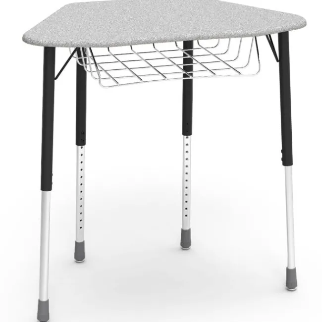 Virco Zuma Hexagon School Desk w/ Wire Bookrack^ Collaborative Desks|Open Front School Desks